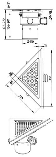 Line Drawing - Drain-Liquid membrane-Triangular