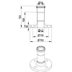 Line Drawing - Adaptor-flange-DIN