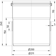 Line drawing of a penetration from the series Penetration-welding sleeve-steel.