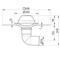Line drawing of a drain from the series Drain for siphonic-bitumen.
