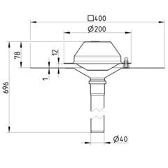 Line drawing of a drain from the series Drain for siphonic-bitumen.