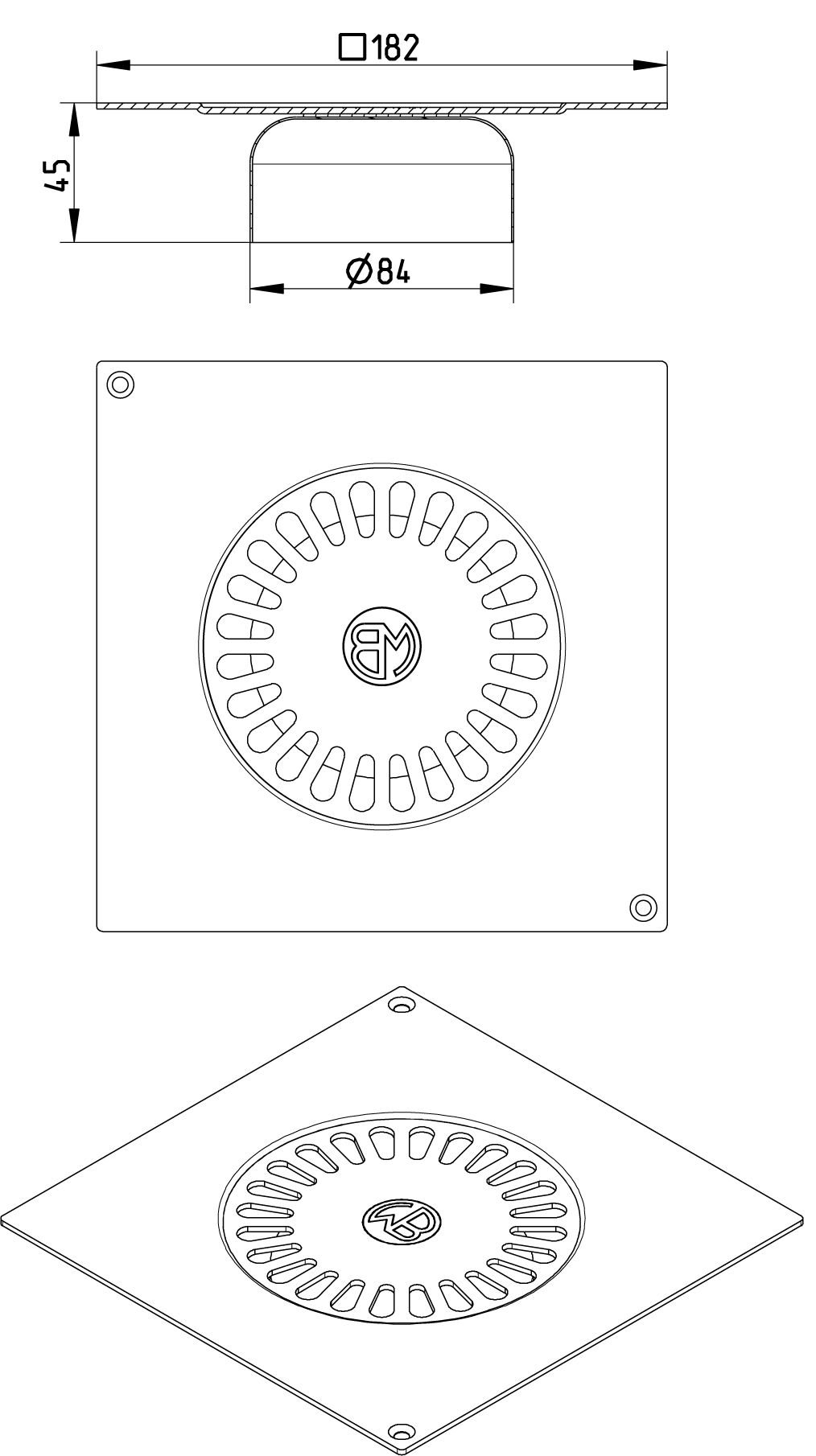 Line drawing of a grating from the series Grating-Drain-197.